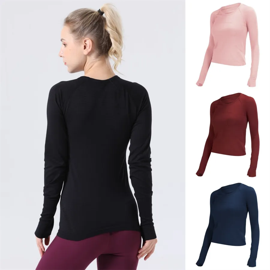 2024 LL Lemons Yoga Long Femmes T-shirt à manches High-Elastic Breathable Running Top rapide Séchage rapide Sous sans couture à manches courtes à manches sportives à manches sportives Jogging Fiess