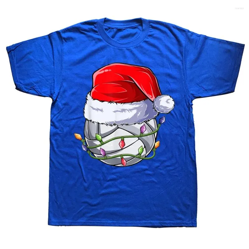 Мужские футболки волейбольные рождественские забавные летние Санта-Клаусы с графическим рисунком, хлопковая уличная одежда с короткими рукавами, подарки на день рождения, футболка, мужская одежда