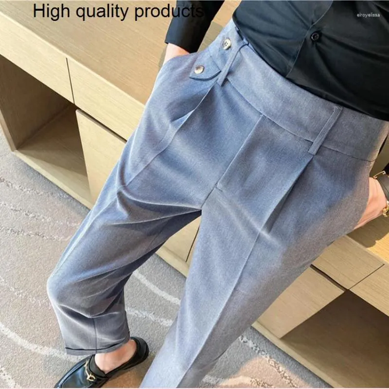 Pantaloni da uomo 2023 abito da lavoro pantaloni temperamento tinta unita casual slim a vita alta abito da sposa abbigliamento streetwear