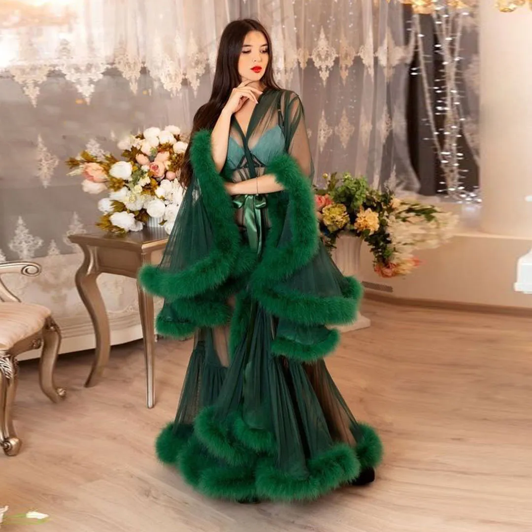 Custom Feather Bridal Robe Illusion Wedding... From Wevens, $97.58 |  DHgate.Com