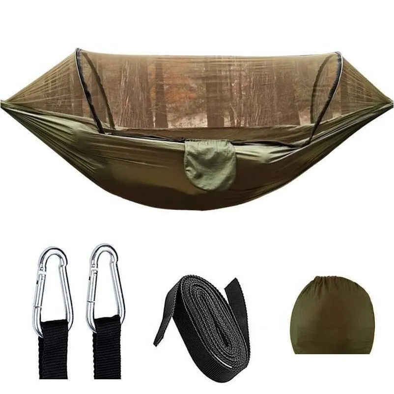 Hammocks 26mx14m Matic Quick Opening Net Hammock Outdoor Cam Swing Rocking R230613 Drop Delivery Home Trädgårdsmöbler DH9FG