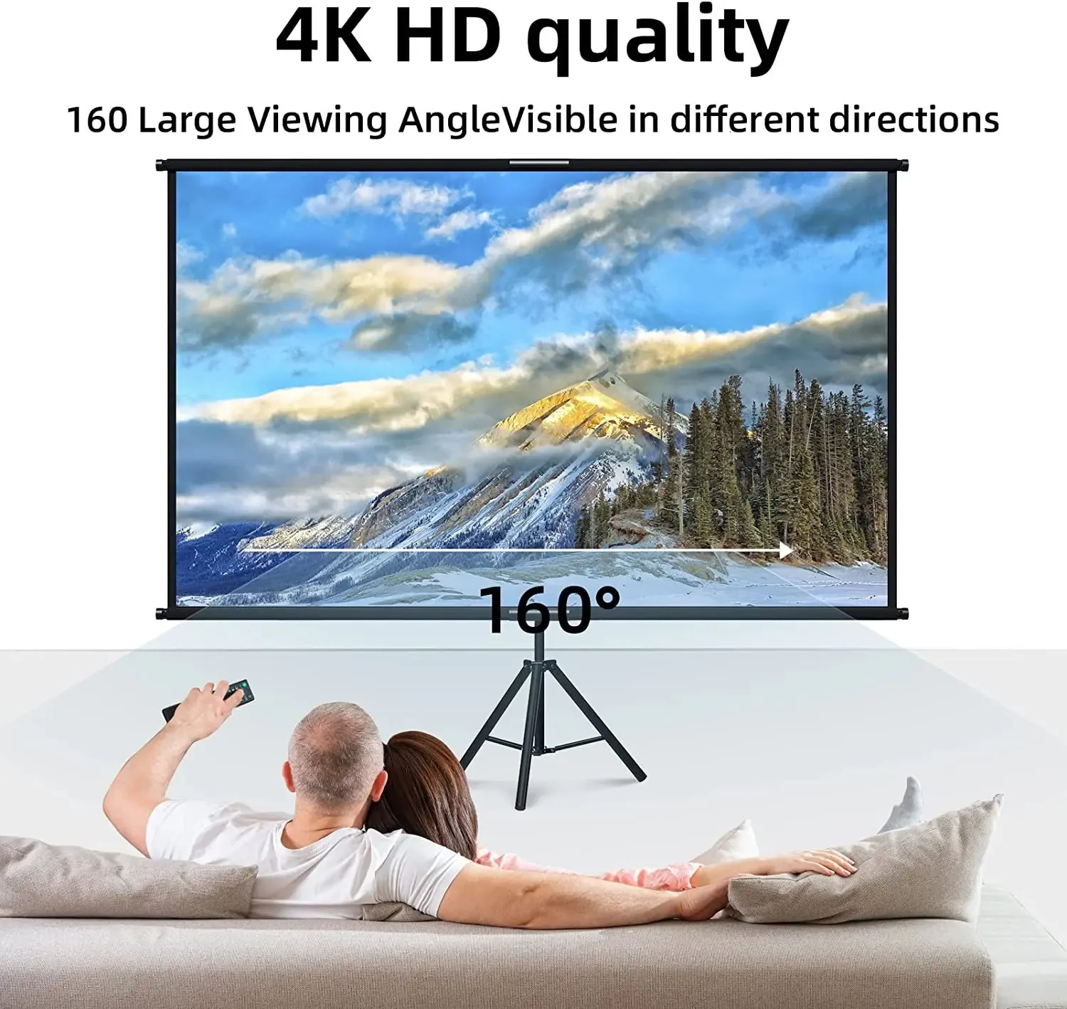 Pixthink Schermo Per Proiettore Da 120 Pollici Con Supporto, 16:9 HD 4K, Angolo Di Visione Di 165