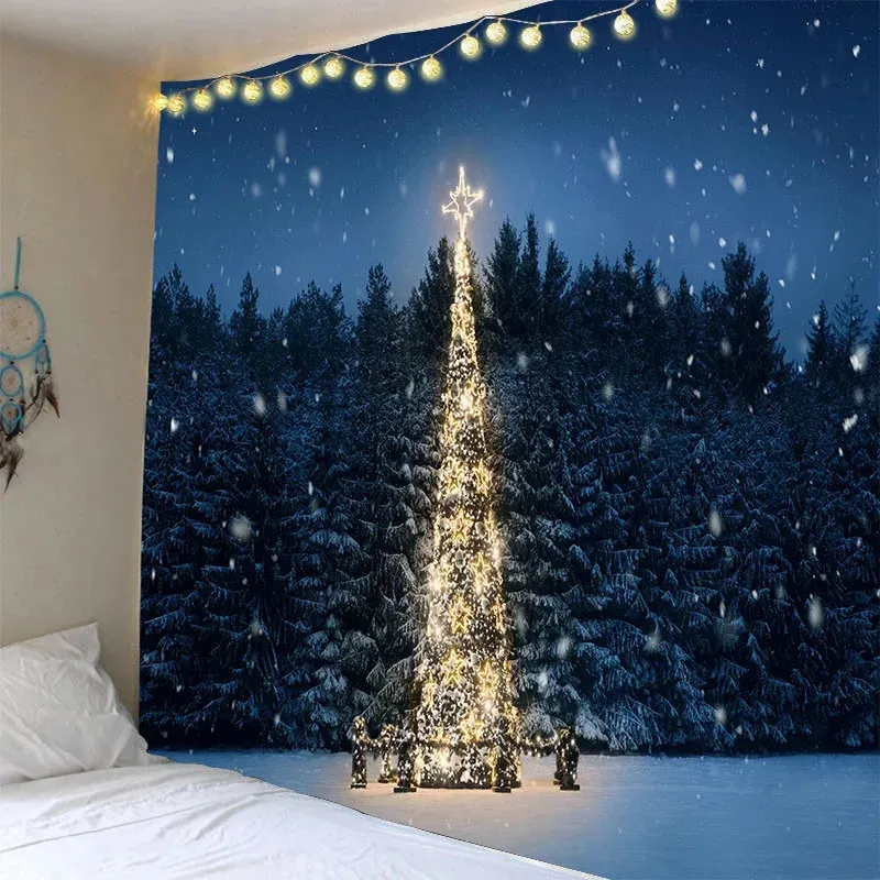 Wandtapijten Aggcual Kerstboom groot tapijt muur opknoping achtergrond doek muur decor bohemien kerstversiering muurschildering tap826 231207