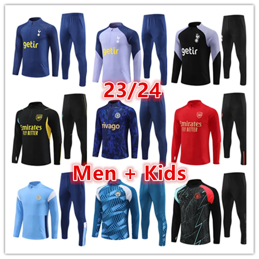 2023 2024 Spurs Soccer Tracksuit Training Suit Set 22 23 24 Dele Son Soccer Jerseys Ham Bale Kane Hojbjerg Bergwijn Men Kids Kit långärmad fotbollsspår