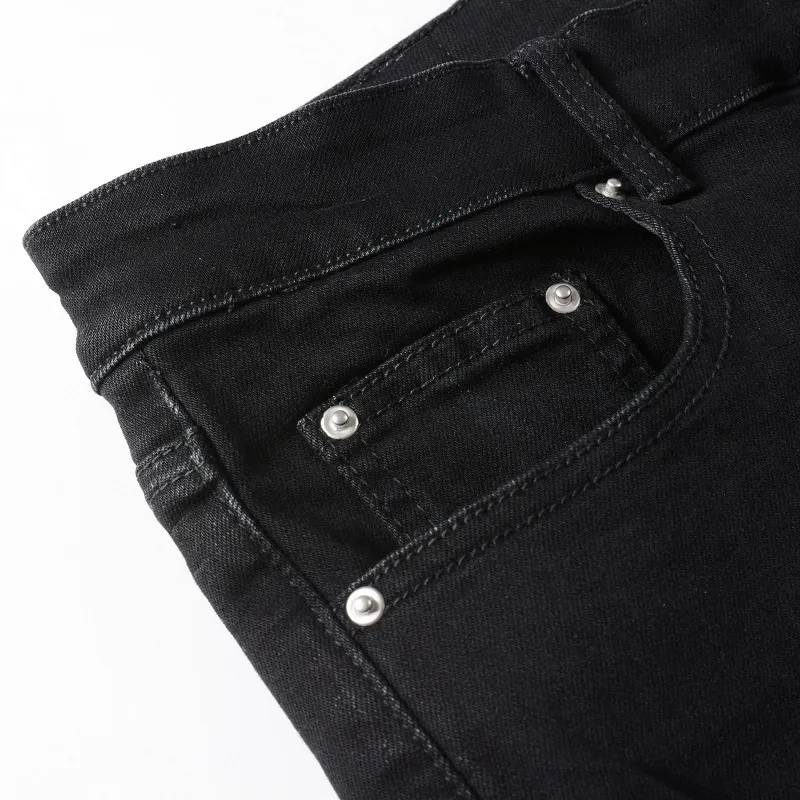 Herenjeans Europese en Amerikaanse street trendy jeans met gatenpatches, high street trendy slim fit leggings voor heren