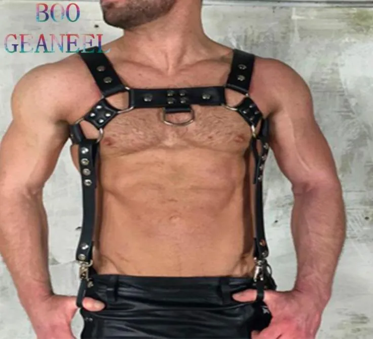 PUBG Harness Faux Leather Harness Men bdsm Bondage Gay Arnes Hombre Adjustable Buckles Body Chest Belt Boogeaneel4101372