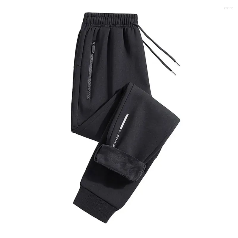 Pantalons pour hommes Sports confortables hiver doublé polaire survêtement avec poches zippées pantalon de Sport décontracté pour temps froid