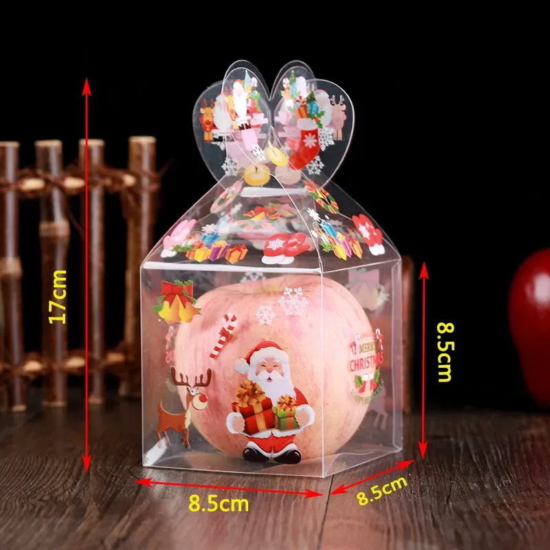 Christmas Decoration Gift Wrap Box PVC Transparent Candy Box Packaging Santa Claus Snowman  Boxes Party Supplies 4 Styles