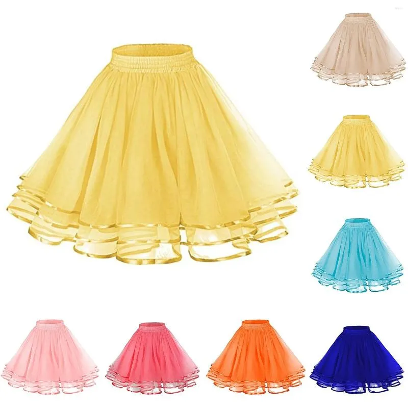 Jupes 50cm jupe plissée sexy midi tulle taille haute doublure complète adulte tutu style coréen femmes jupe femme faldas