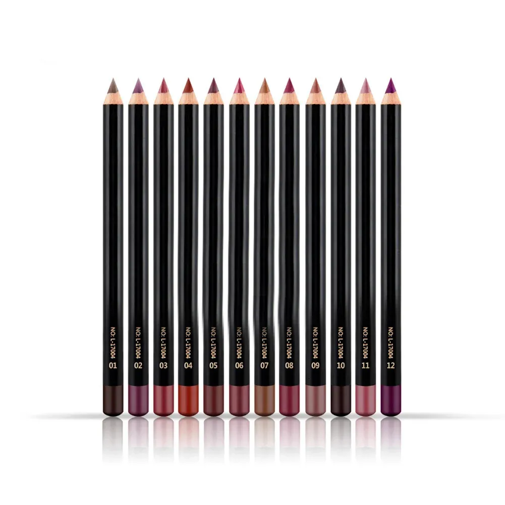 Crayons à lèvres 12pcs / set NICEFACE imperméable longue durée Liner Crayon Lipliner Pen Maquillage Cosmétique 231207