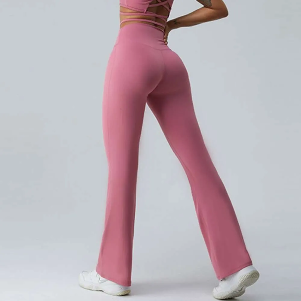 Lu Lu Pant Yoga Outfit Flare Leggings Femmes Pilates Pantalon Femme Gym Rose Jaune Marron Legging Sport Align Lemon Femme Leggins Mujer Noir