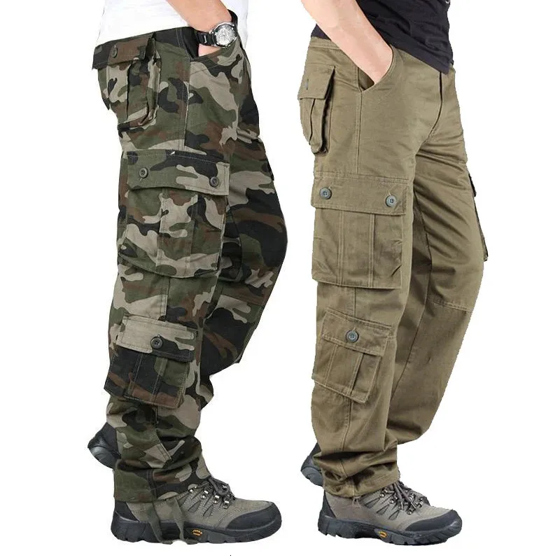 Mäns byxor overaller kamouflage militär taktisk utomhussport vandring jaktbyxor bomullsaktiva arbeten svettbyxor 231206