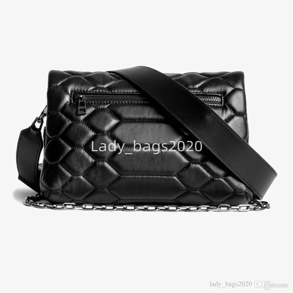 Zadig Voltaire Bag ZV 가방 대형 디자이너 체인 빈티지 날개 다이아몬드 아이언 링 여성 가방 여성 어깨 가방 크로트 크로스 바디 핸드백 27cm