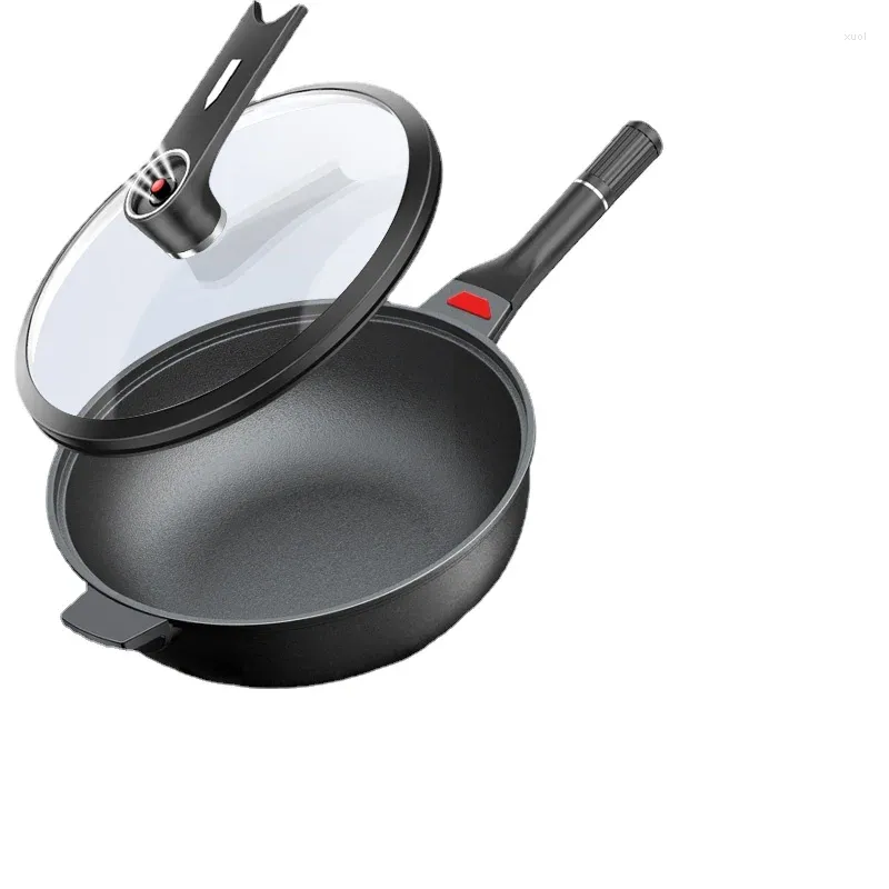Panelas wok design chinês tradicional mão-forjada panela de ferro indução utilizável durável antiaderente caldeirão não revestido fritar