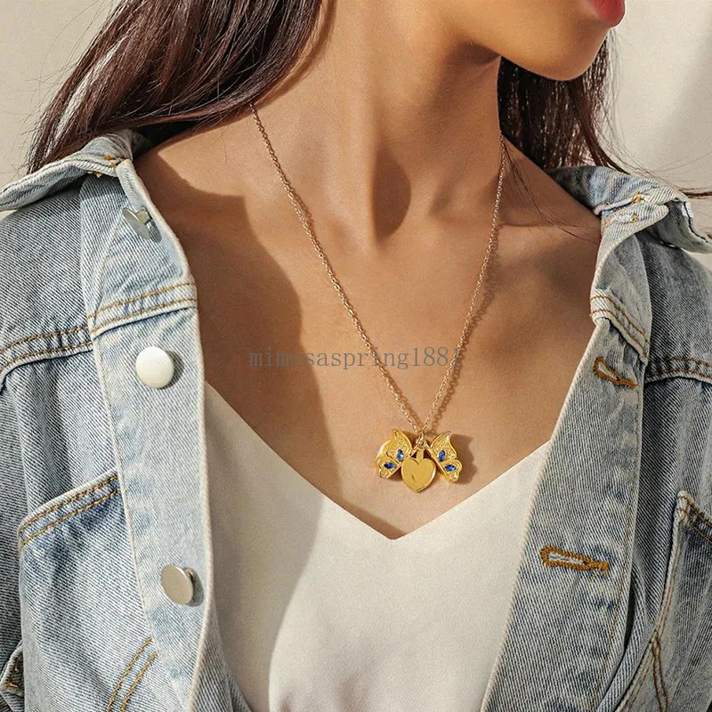 Exquisite Mode-Schmetterlings-Halskette für Frauen. Ich liebe dich. Halskette kann Anhänger-Damenschmuck-Accessoires öffnen