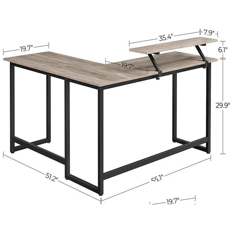 Slaapkamermeubilair L-vormig computerbureau Industrieel werkstation voor thuiskantoor, studeren, schrijven en gamen Greige6613616 Drop Delivery Ga Dhxab