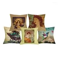 Pillow Classic Famous Painting Print Linen S Case Decorative Pillows Living Room Sofa