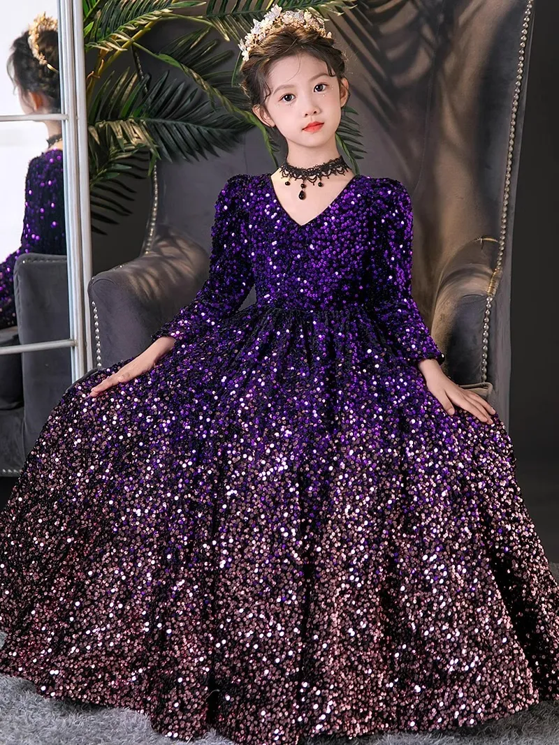 chinese dress ladies Lilac Luxury Rhinestone Sequin Feather Prom Dress main image 0