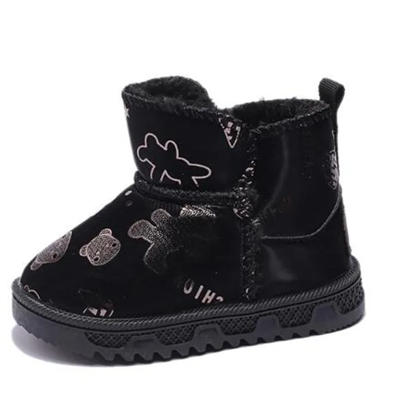 Botas de nieve para niños, zapatos de invierno, zapatos de algodón para niñas y niños, botas de moda, botas planas de cuero PU suave Premium, novedad de 2024
