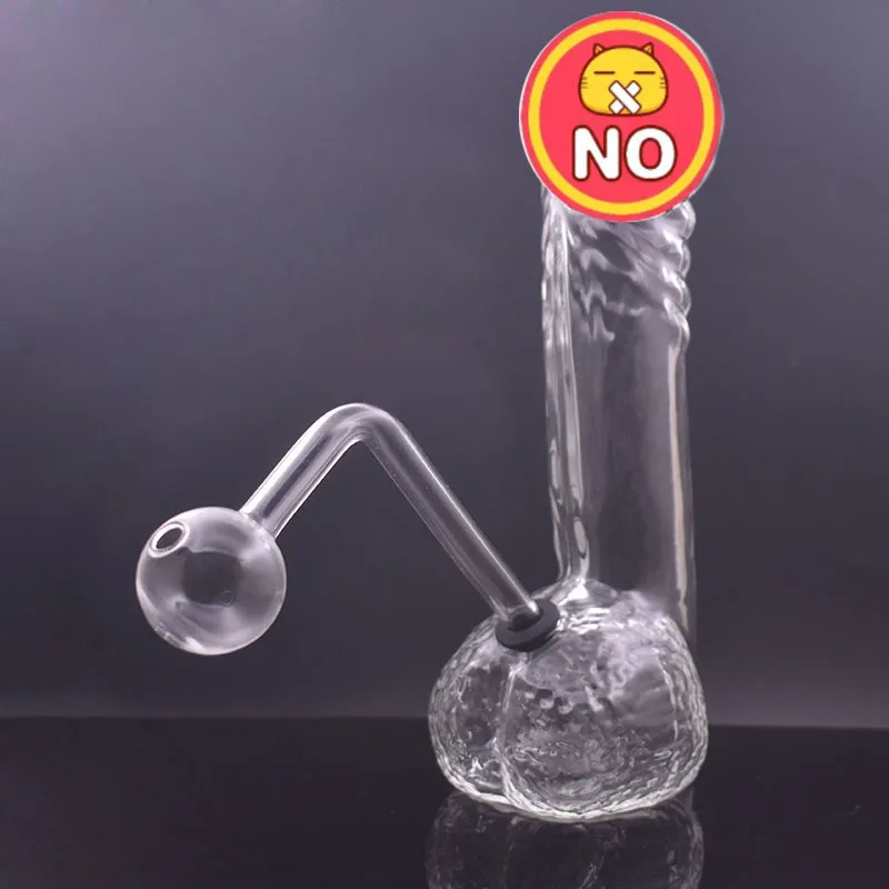 Unik form Glasolja Burner Bong Hookah Tjock Bubbler Rökning Vatten Rör Tjock Pyrex Ash Catcher Bongs för rökverktyg 1st