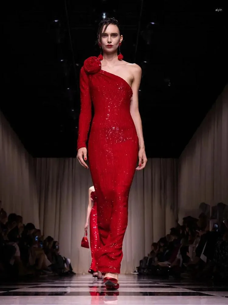 open lace back dress Red Glitter One Sleeve Ruched Bodycon Dress – Pretty In Pink Boutique, LLC main image 0