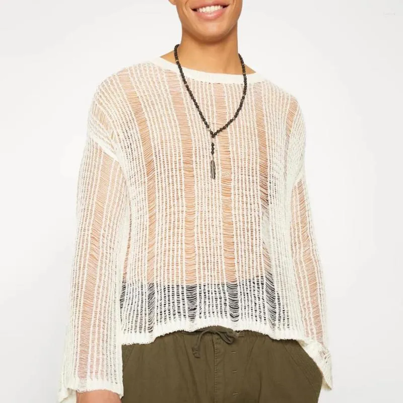 Mens Hollow See Through Sweater Sexy Versatile Loose Knitted Long Sleeve For Nightclubs Casual Wear From Kaoya 23.99 DHgate.Com