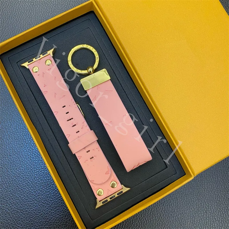 2024 Tasarımcı Keychains Watch Band Seti 10 Renk Süper Kaliteli PU Deri Deri Ana Zincir Kız Anahtarları Güzellik Dekorasyon Gümrükleri 3pcs/Set Moda Aksesuarları Orijinal Kutu ile