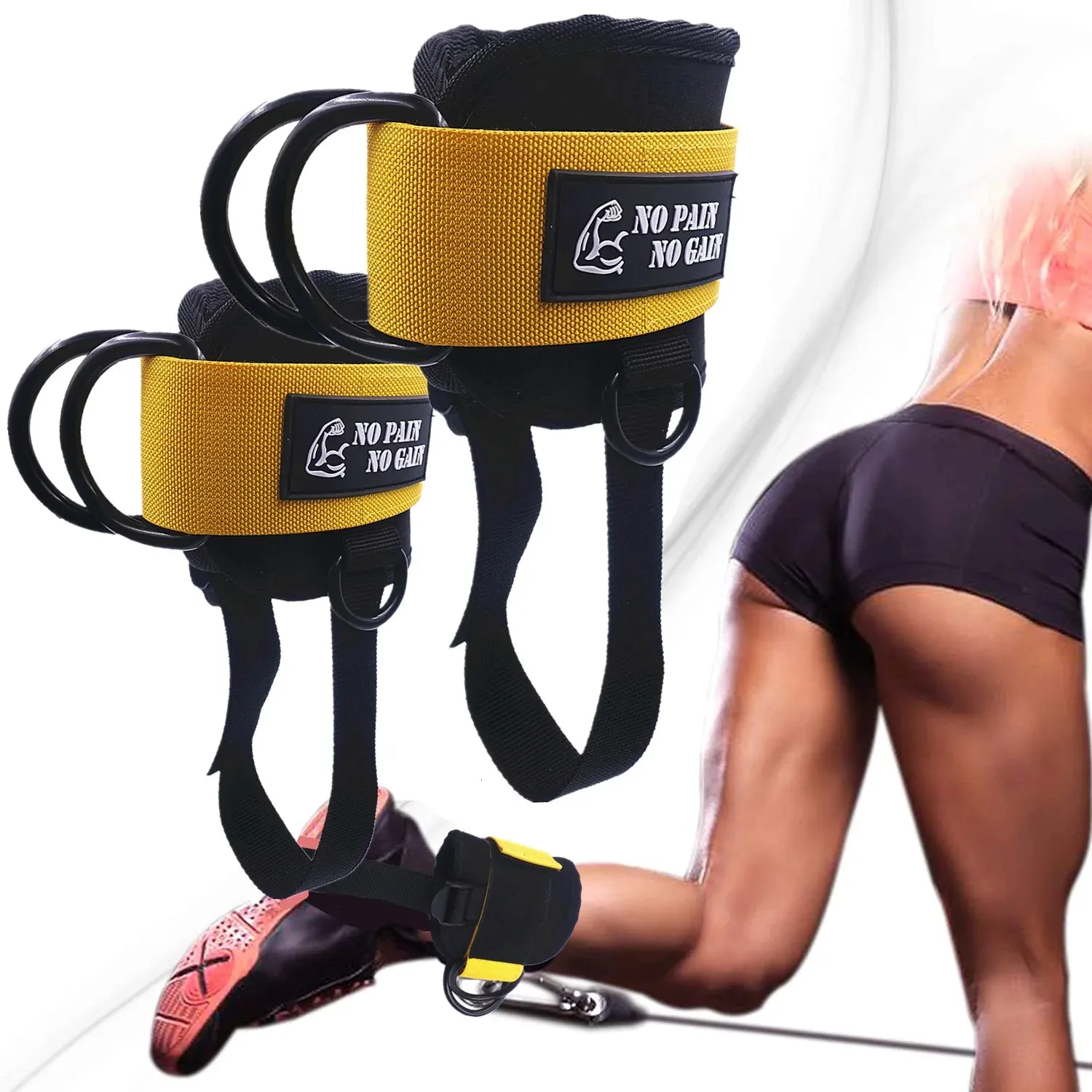 Suporte de tornozelo Tiras de tornozelo ajustáveis para máquinas de cabo Levantamento de peso Algemas de tornozelo de fitness Booty Building Workout Trainer Equipamento de ginástica em casa 231206