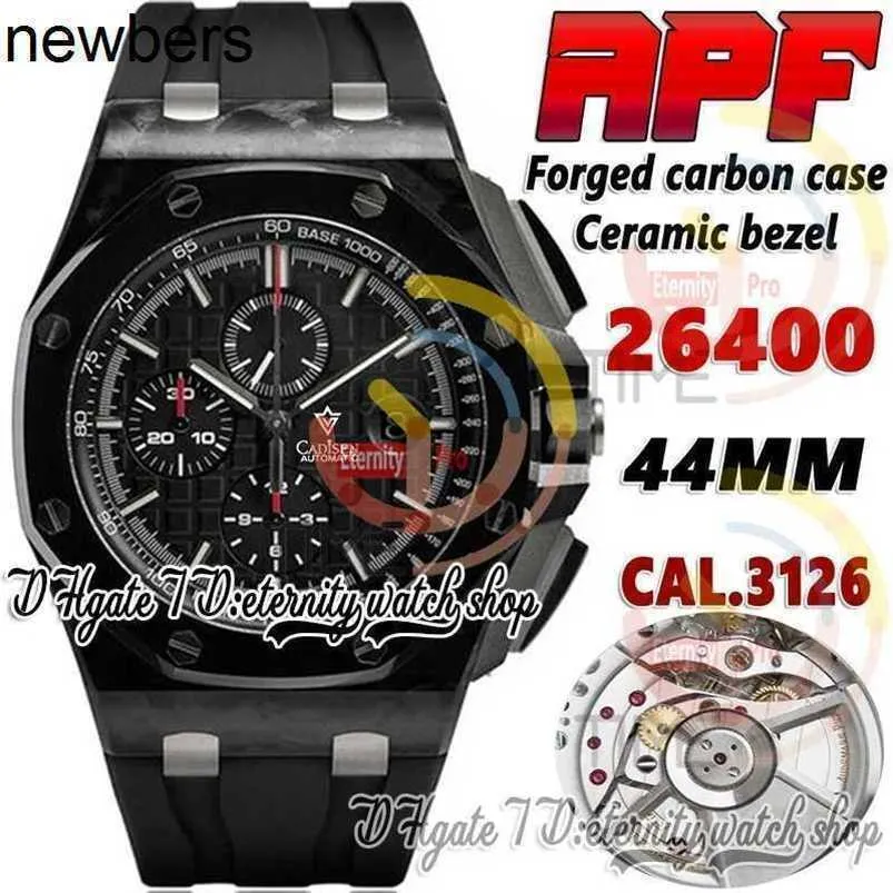 Men Audemar Pigue Watch APF Factory JJF26400 CAL3126 A3126 Chronograph Mens Forged Carbon Case Case Case Back