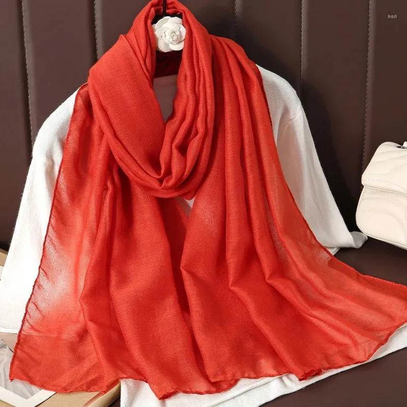 Scarves Solid Color Simple Design Pure Silk Muslim Plain Women Voile Scarf Sunscreen Shawls Luxury Headband Large