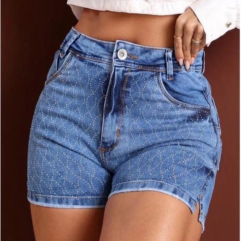 Rhinestone Skinny Denim Shorts High Waist Womens Jeans With Full Length Zip Ideal For Summer From Blueegg 22.06 DHgate.Com