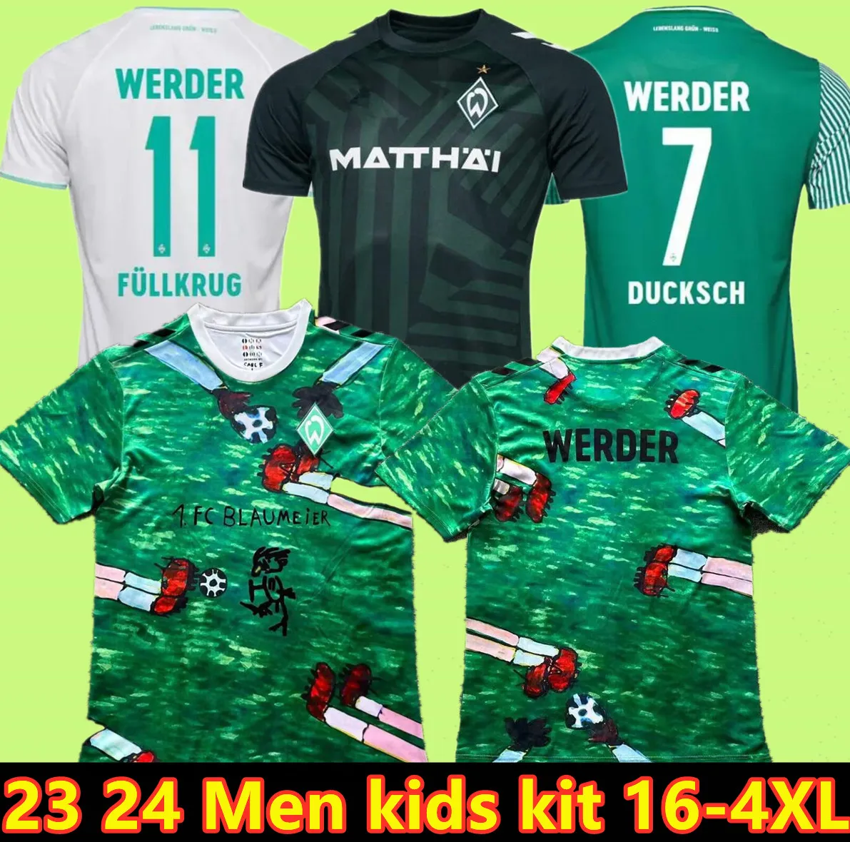 2023 2024 Werder Bremen CAMISA DE FUTEBOL ESPECIAL Marvin Ducksch Leonardo Bittencourt PRETO VERDE 23 24 FRIEDL PIEPER CAMISAS DE FUTEBOL TOP TAILÂNDIA QUALIDADE homens crianças