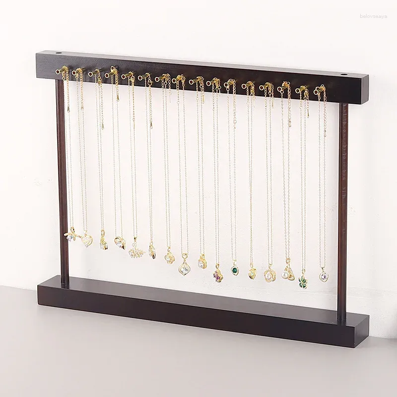 Jewelry Pouches 12/16/24/32 Hook Nekclace Show Shelf Organizer For Shop Window Props Earring Long Chain Storage Rack Home