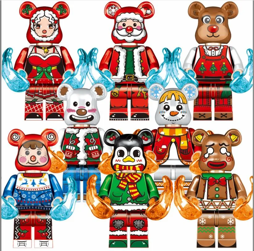 Bausteine aus Kunststoff, Brickbear, Weihnachtsbär, Modebär, Figuren, Spielzeug für Minifiguren, Mini-Spielzeugfigur, OPP-Beutel, ca. 4,5 cm