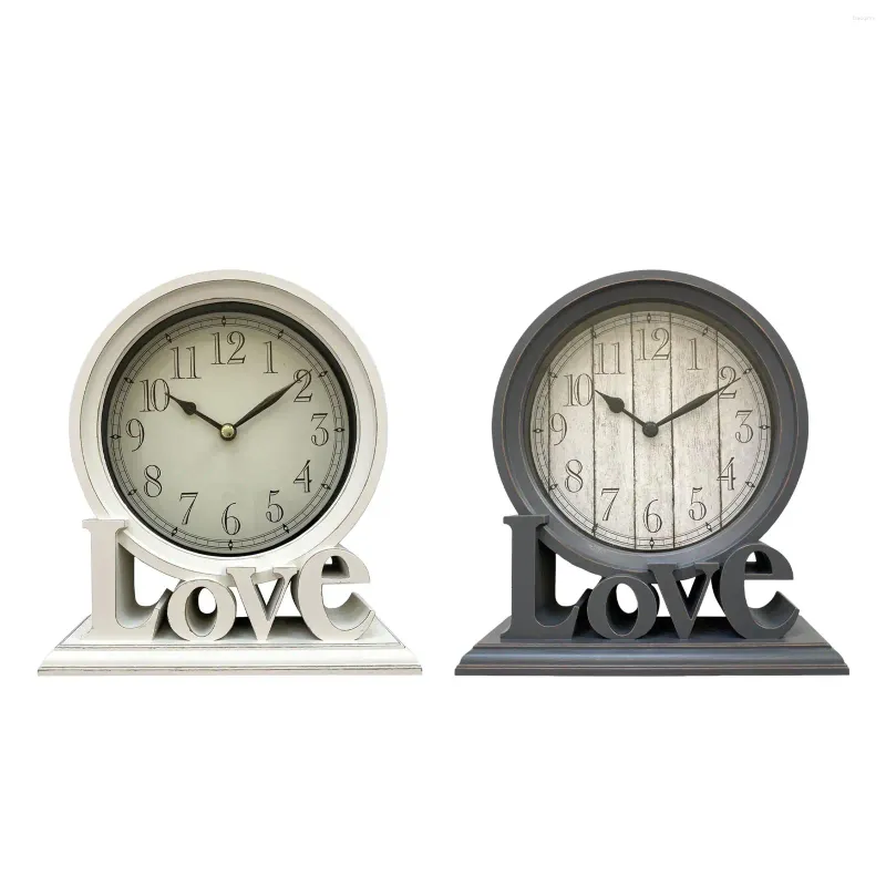 Table Clocks Round Desk Clock Mantel Watches Non Ticking Silent Fireplace For Living Room Home Farmhouse Wedding