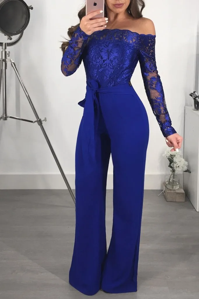 Blue lace playsuit sales