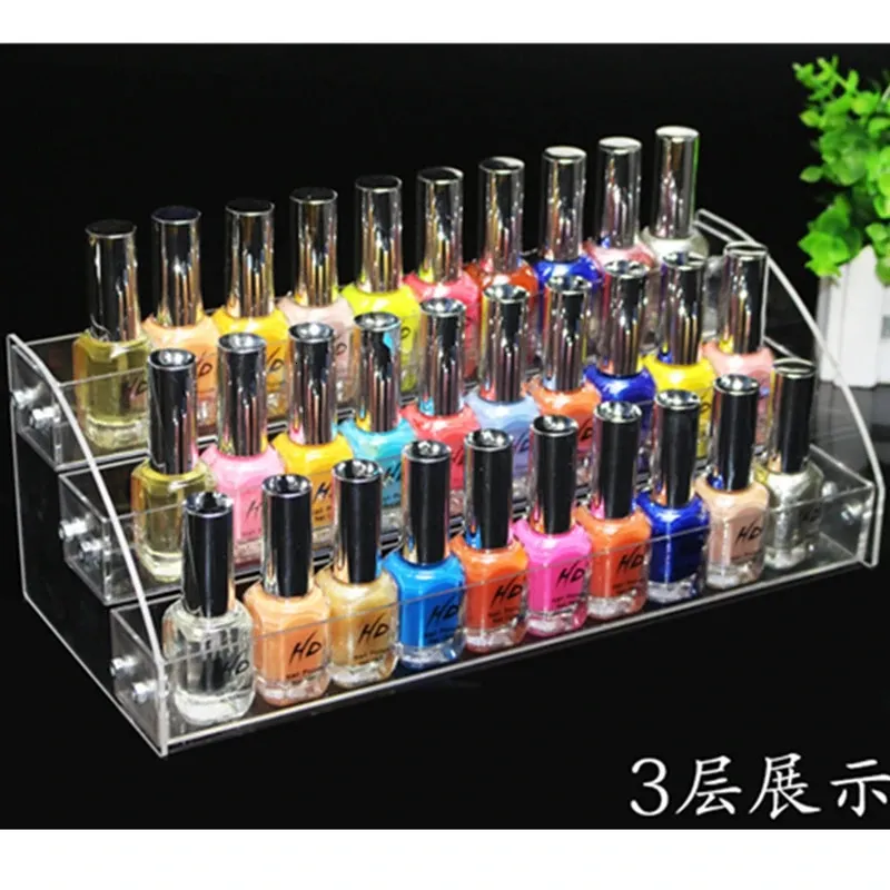 Nail Practice Display Multifunction Clear Acrylic Nail Polish Rack Cosmetic Display Stand Holder Manicure Tool Storage Organizer 3 Layer 231207
