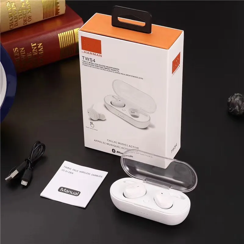 TWS4 BluetoothイヤホンインイアートゥルーワイヤレスイヤホンBluetooth 5.0 Sport Earbuds ANC Pure Bass Brand AirPod