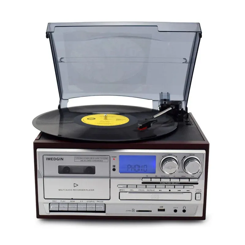 Altri Accessori AV Grammofono Vintage Versatile Giradischi In Vinile  Regolabile A 3 Velocità Con Cassetta CD Fono Radio FM AM USBREC 231206 Da  218,19 €