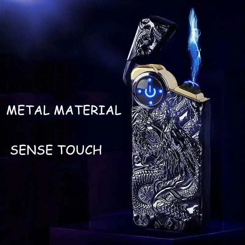 Hi-Tech-Touch Dual Arc Smart Lighter Engraving Plasma Pulse Men's Cigarette