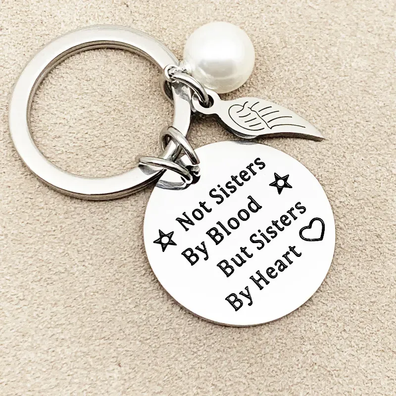 Stainless Steel Keychain Pendant A Sister Is God Way Of Making Creative Luggage Decoration Key Ring Birthday Party Gift 30MM