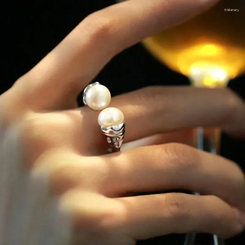 Cluster Ringe Mode Künstliche Perle Textur Einstellbare Ring Frauen Ins Verkauf Einfache Party Urlaub Schmuck Zubehör Geschenke Großhandel