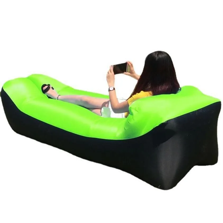 Garden Sets Green Lazy Inflatable Sofa Portable Outdoor Beach Air Bed Folding Cam Slee Bag Bed238C Drop Delivery Home Furniture Dh49K