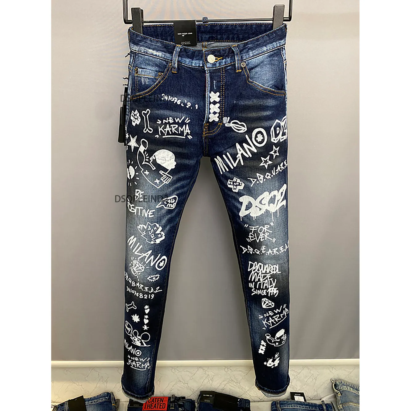 Winter Herren Jeans Loch Hellblau Dunkelgrau Italien Marke Mann Lange Coolguy Hosen Hosen Streetwear Denim Skinny Slim Gerade Biker Jean für Männer D2 Knopf Multi Pocket