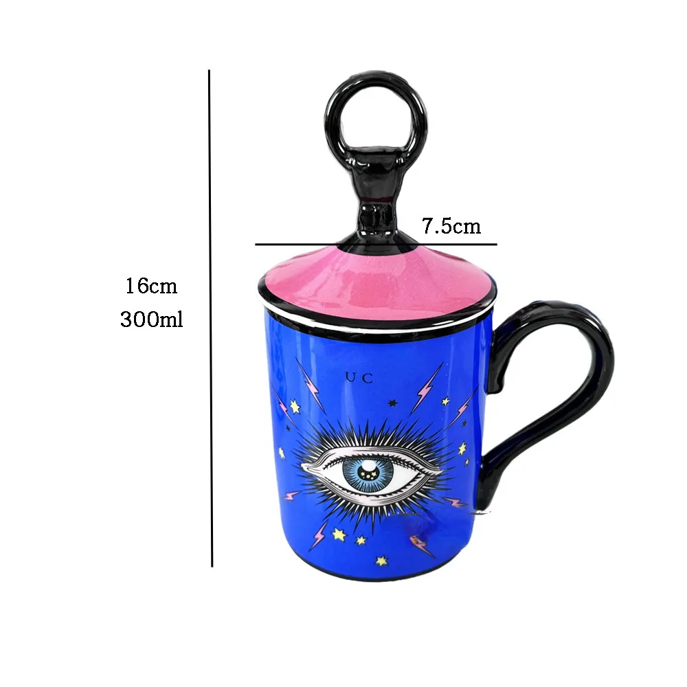 Designer Mugs Blue Eyes Ceramic Mugs Four-colors High Appearance Household Heat-resistant Coffee Milk Cup Couples Cup with Box