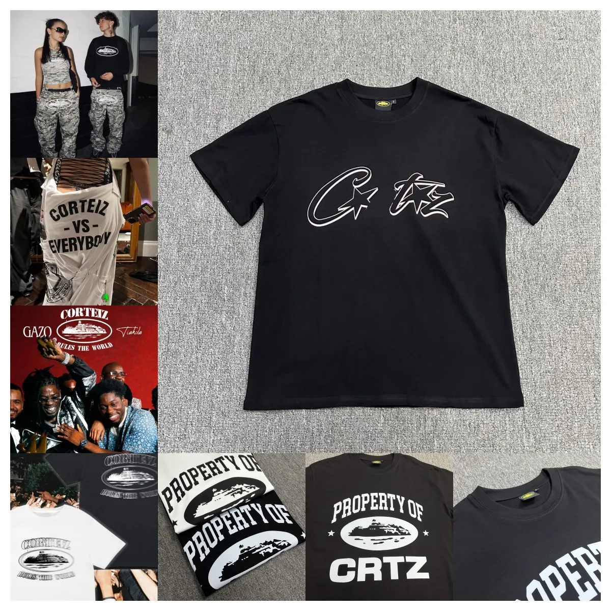 Hommes Designer Cortiez T-shirts graphiques surdimensionnés Street Hip Pop Lettre Imprimer T-shirt à manches courtes Marque de mode pour hommes Cortez Été Lâche Haute Qualité Streetwear