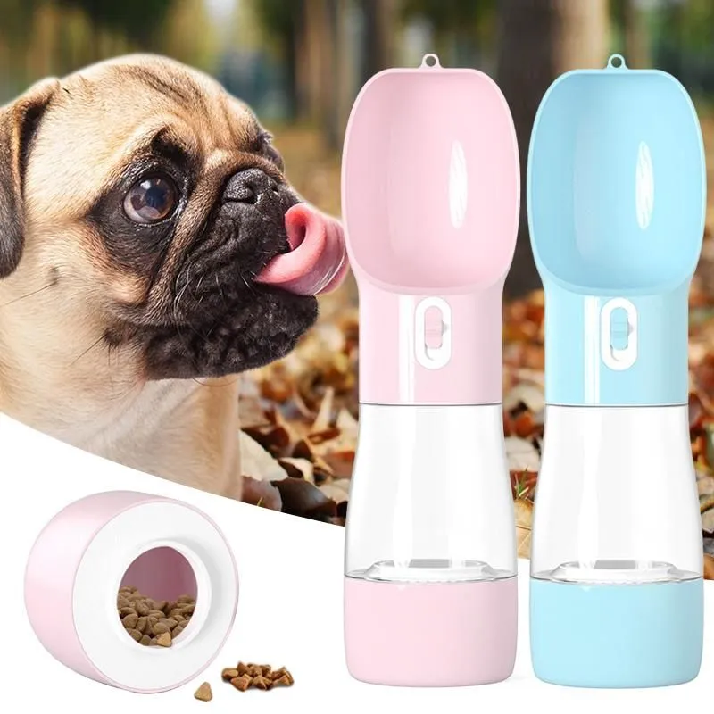 Portable Pet Dog Water Bottle Multifunction Dog Food Water Feeder Drinking Bowl Puppy Cat Water Dispenser Outdoor Travel Pet Products