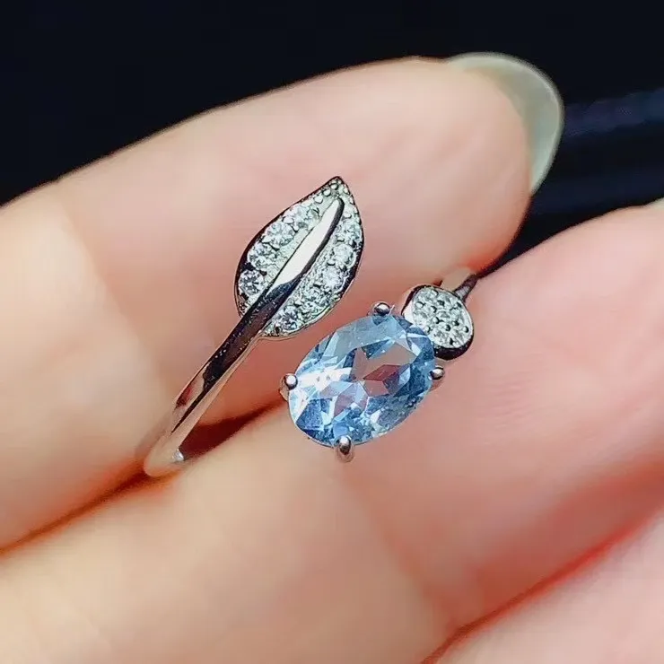 Colife Jewelry Silver Leaf Ring Daily Wear 5x7mm 천연 VVS 등급 Topaz Silver Ring 925 Silver Topaz Jewelry