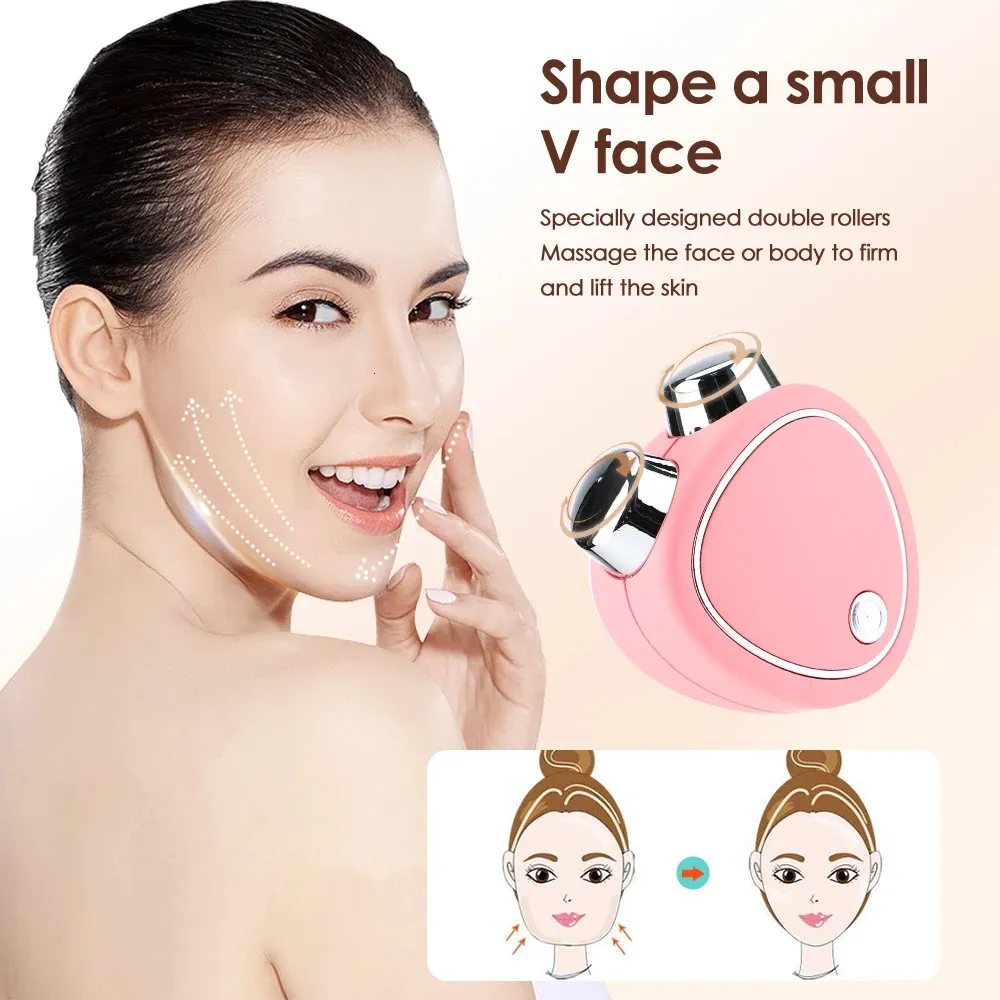 Massageador facial portátil elétrico face lift rolo massageador ems microcorrente vibração sônica levantamento de pele apertar dispositivos de beleza de massagem 231207