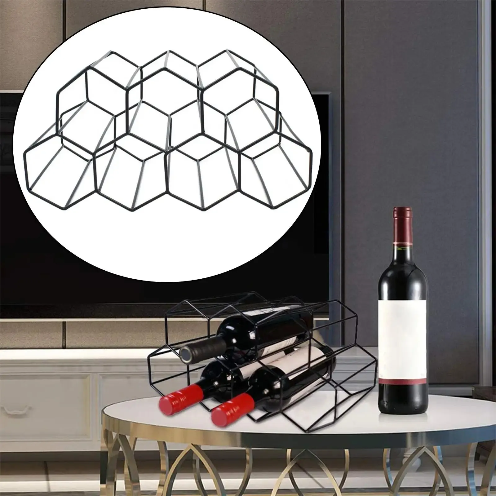 Geometric Hexagonal Stackable Metal Countertop Rack Bottle Rack Stands Cabinet Table Pantry Cabinet